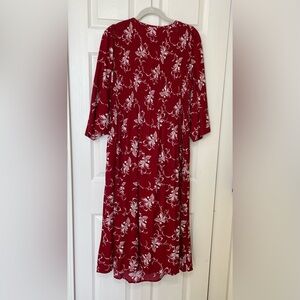 NWOT Croft & Barrow Red A-line Maxi Dress with 3/4 Dolman Sleeves with pockets